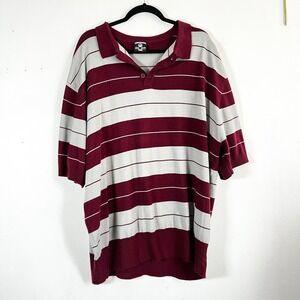 Lowrider Polo‎ Shirt Mens 4XL Burgundy Gray Horizontal Striped Cholo Chicano